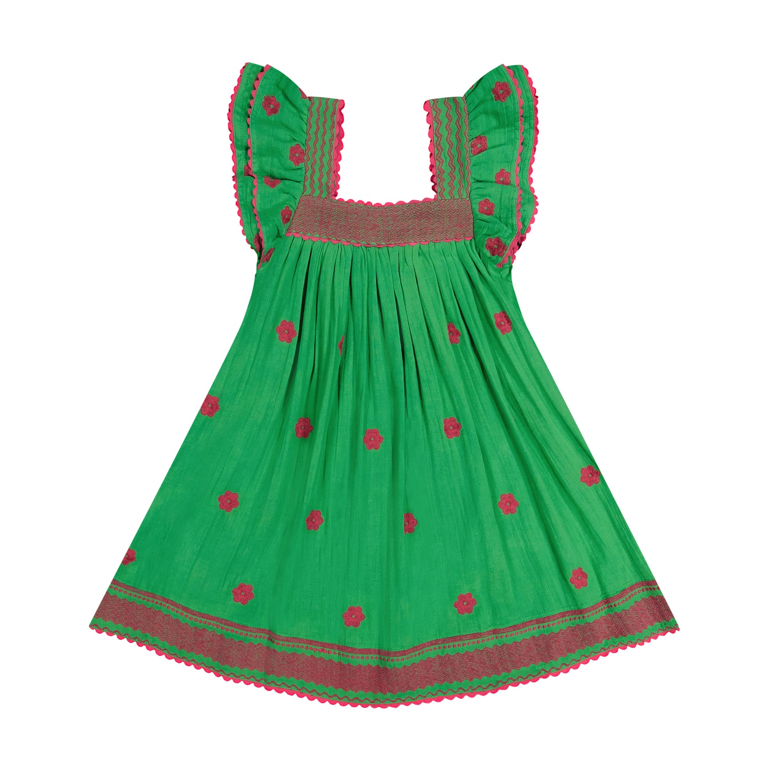Serena Girls Dress Emerald Bloom