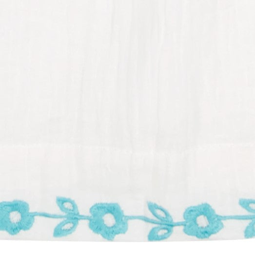 Serena Girls Tassel Dress Aqua Floral Embroidery