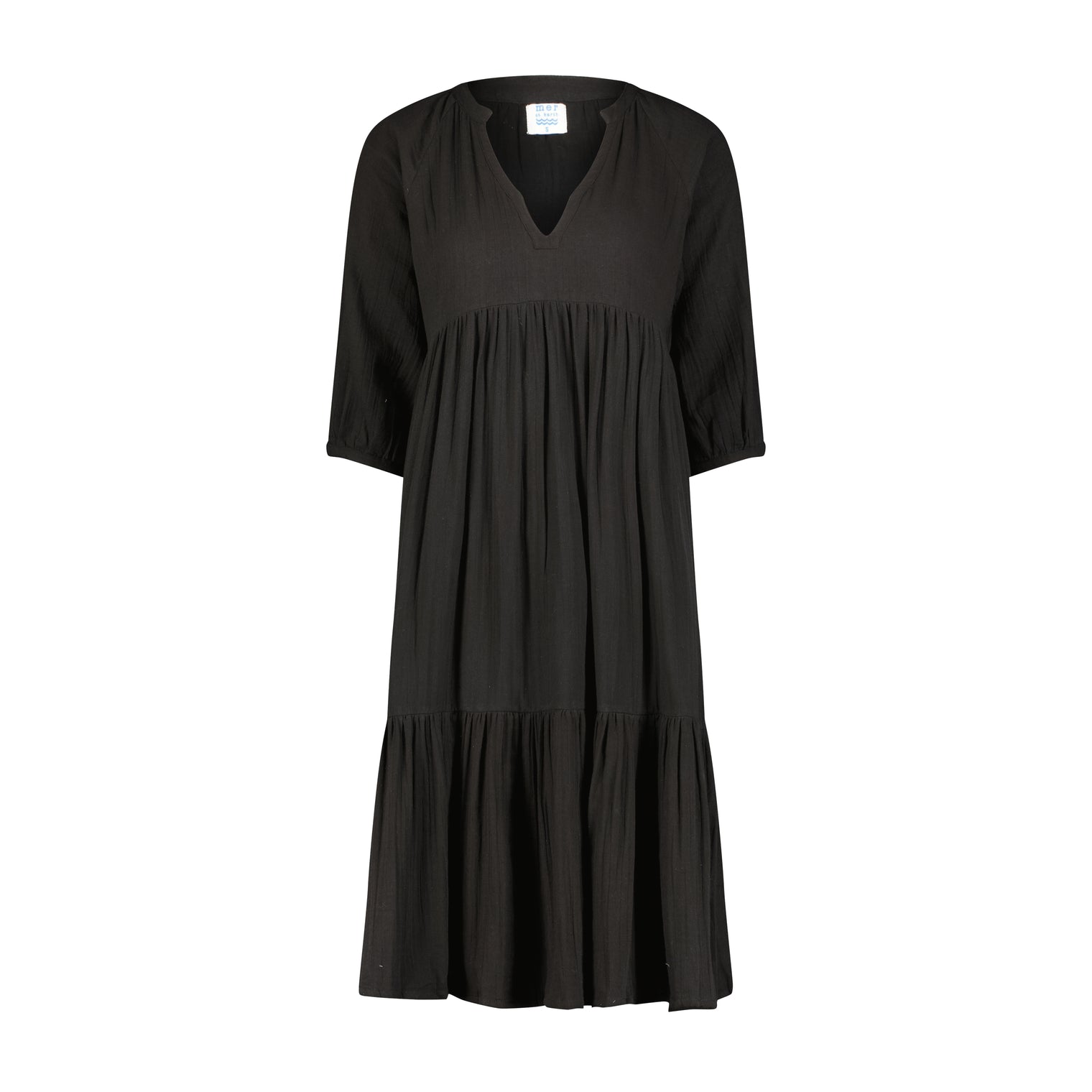 Martine Women's Popover Dress Black Cotton Gauze