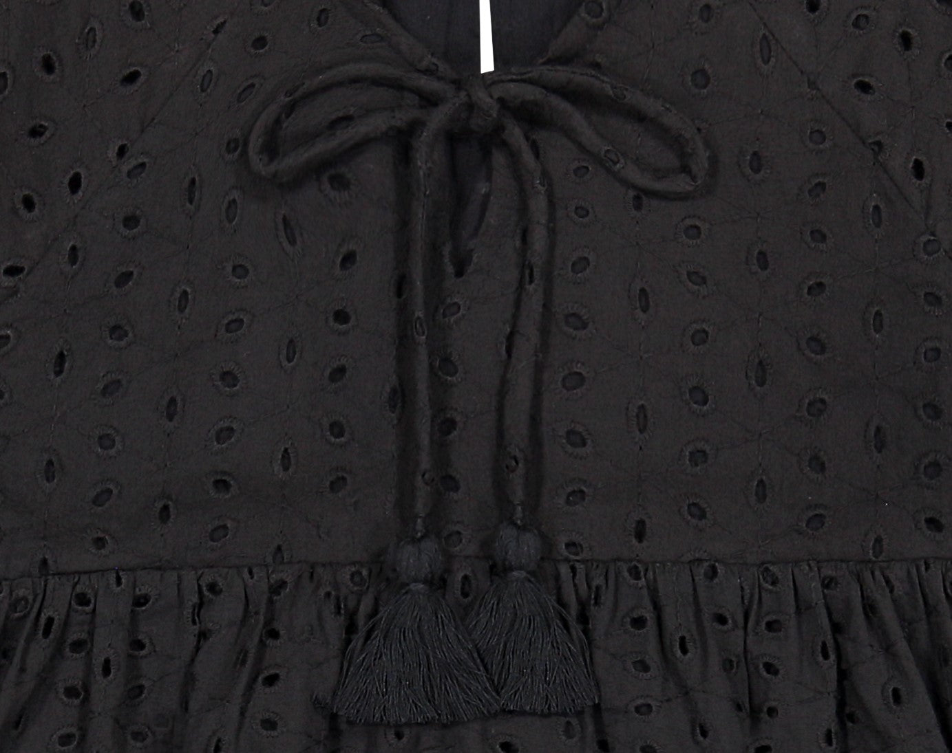 Sara Girl's Popover Dress Black Eyelet