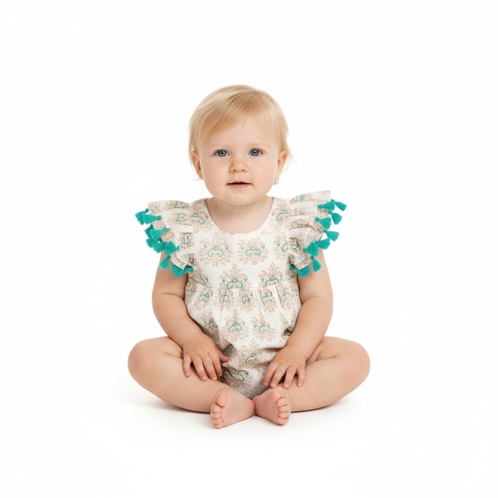 Anna Baby Romper Ocean Aqua Rhapsody