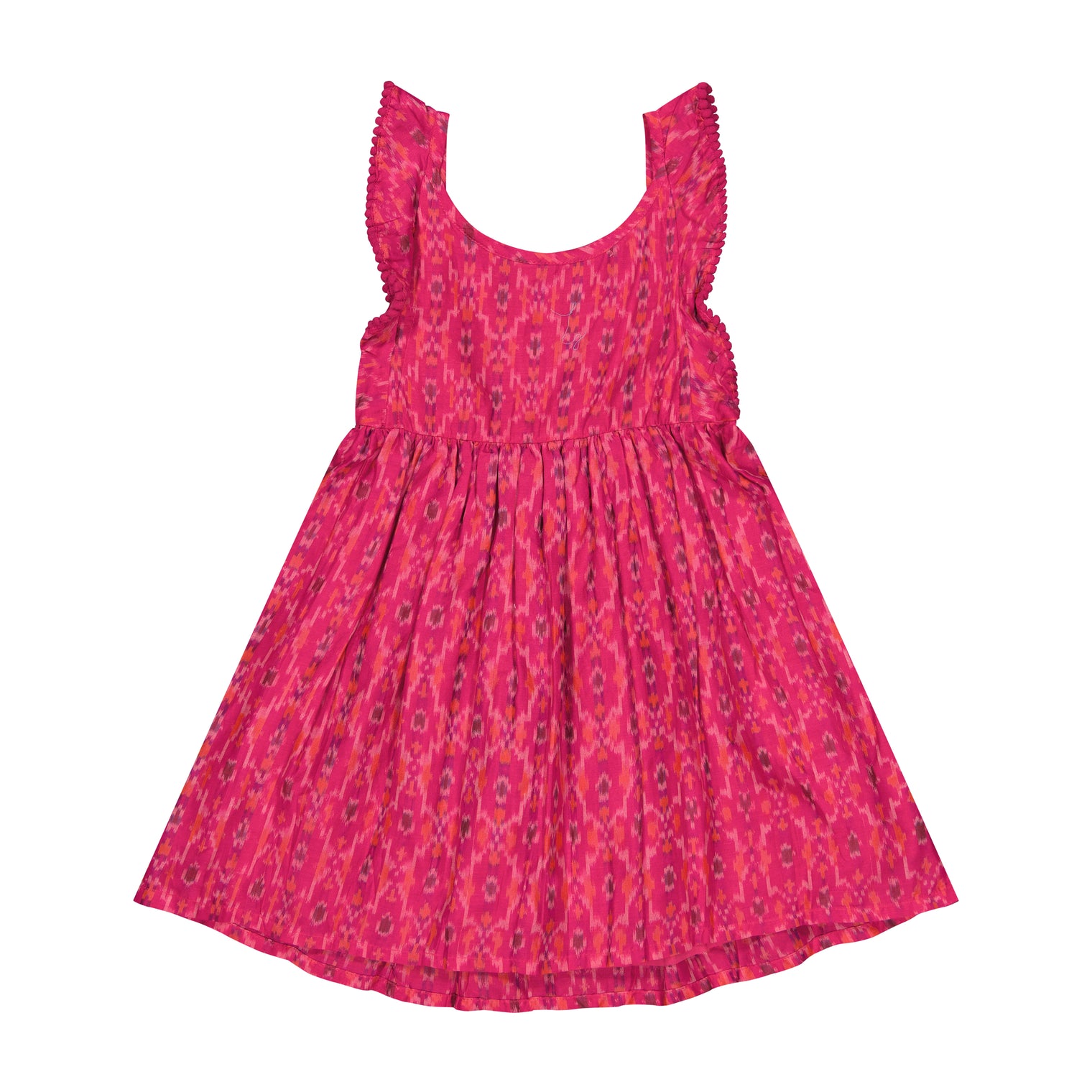 Daphne Gir's Flutter Sleeve Dress Rosette Ikat