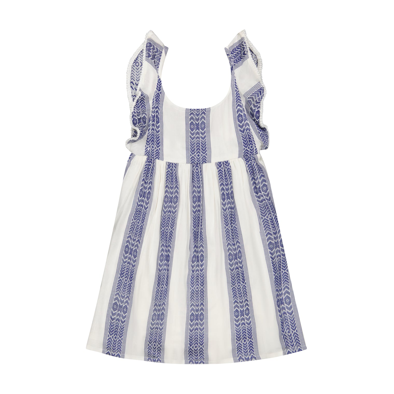 Daphne Girl's Flutter Sleeve Dress Navy Stripe