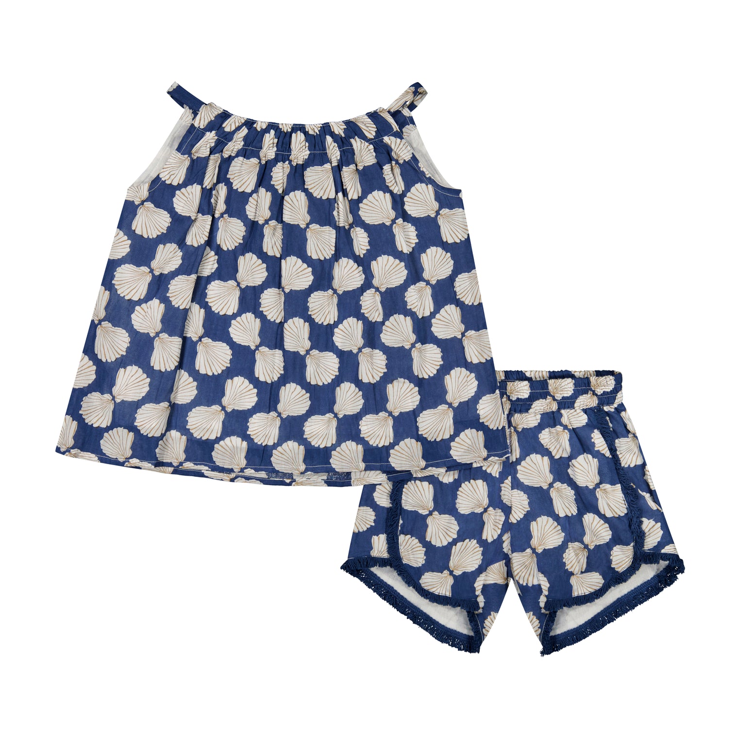 Colette Girl's Top and Short Set Shell Beach Navy
