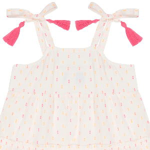 Bella Girl's Shoulder Tie Sundress Neon Swiss Dot