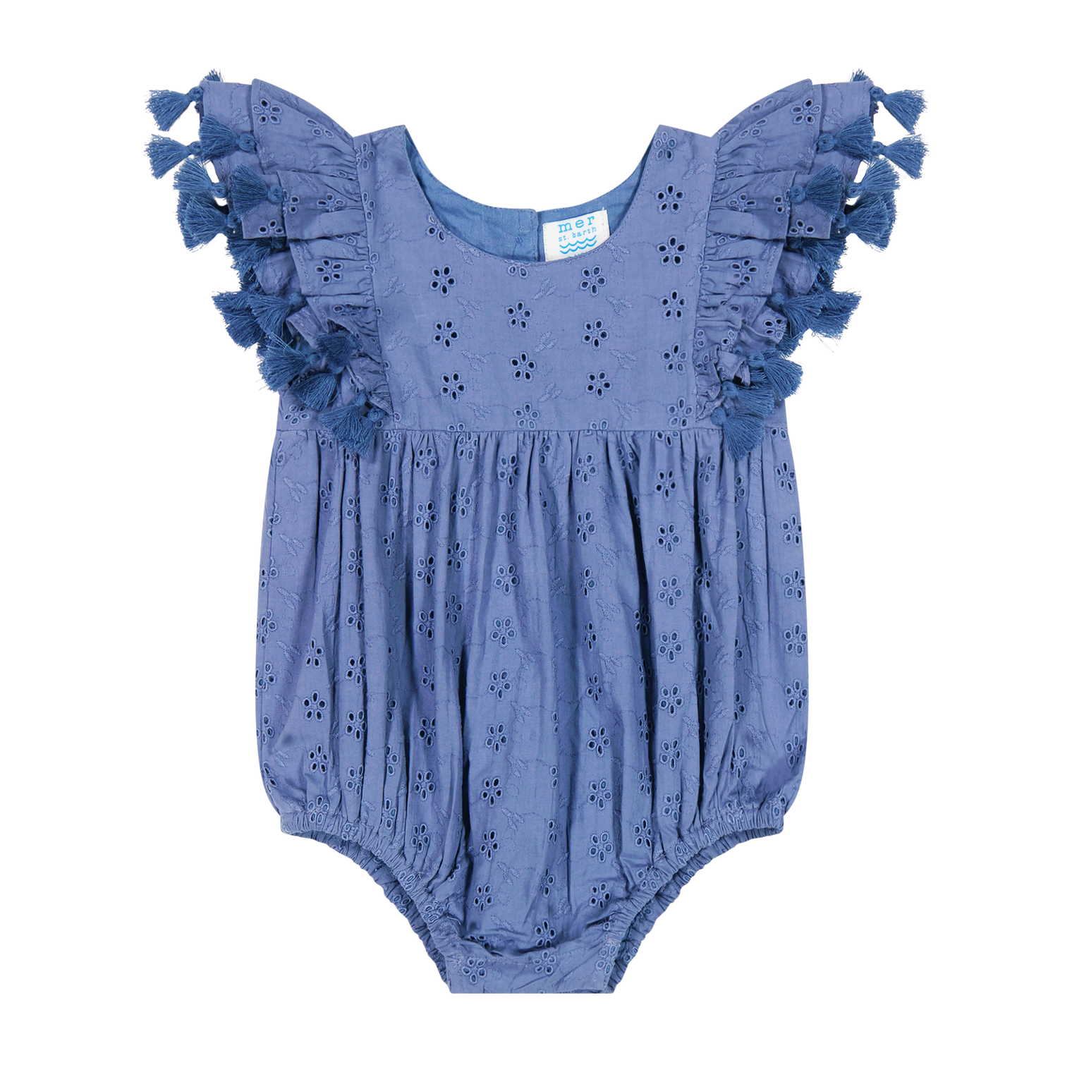 Anna Baby Romper Ocean Bliue Eyelet