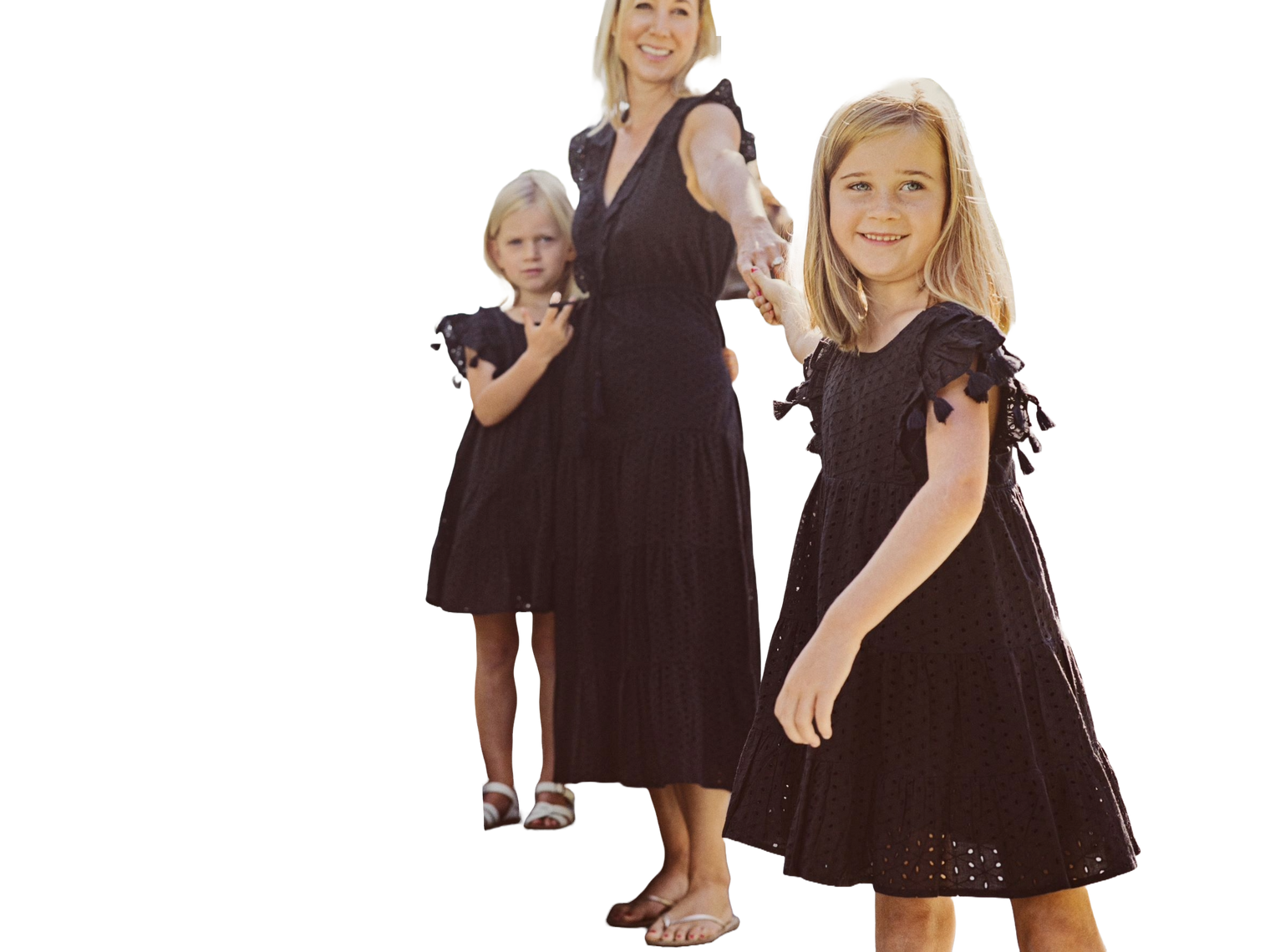 Sophie Girls Tassel Dress Black Eyelet