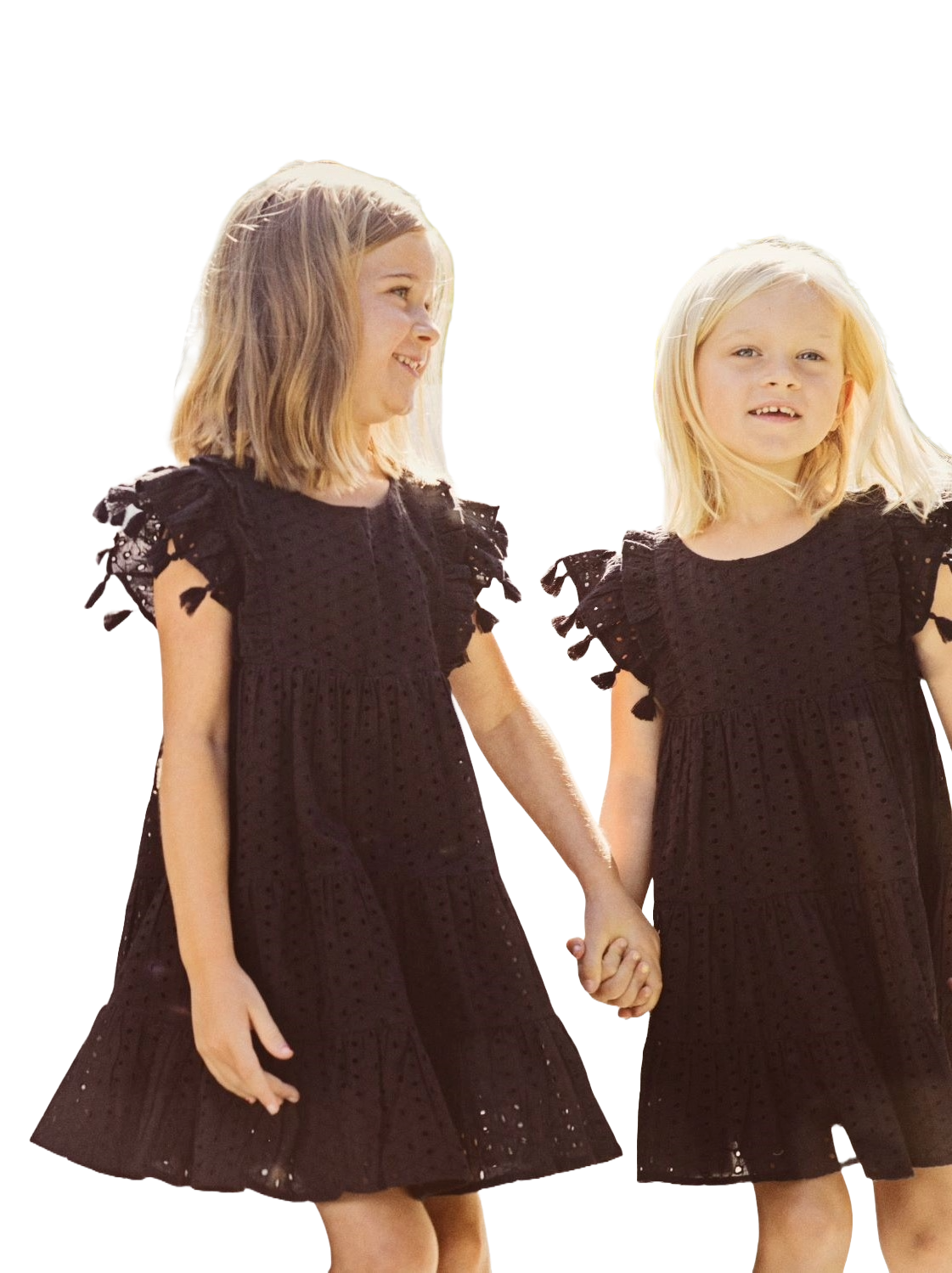 Sophie Girls Tassel Dress Black Eyelet