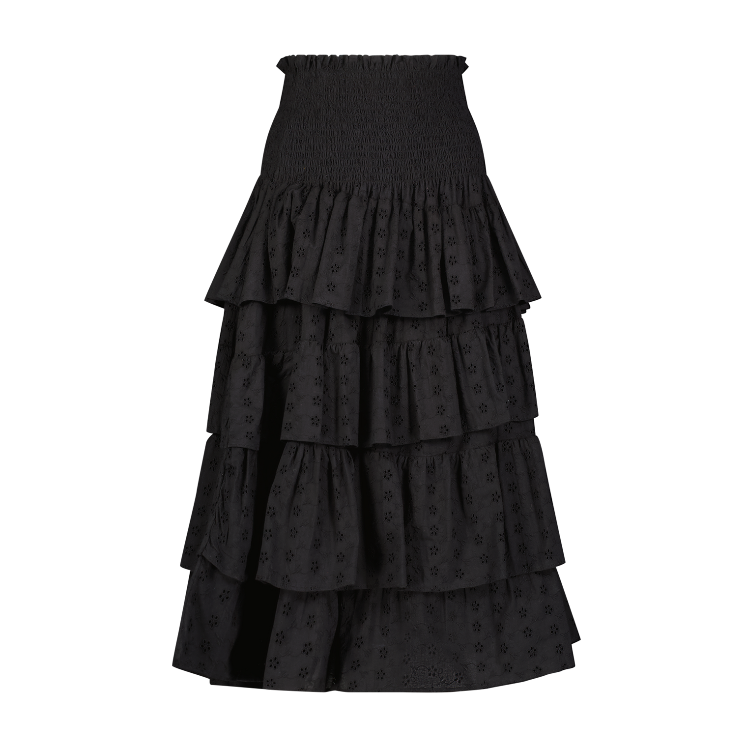 Karmin Women's Ruffle Skirt Black Eyelet