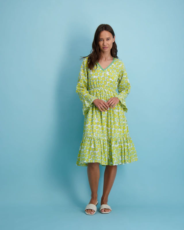 Mer St Barth Zouzou Women's Popover Dress Citrus Crush