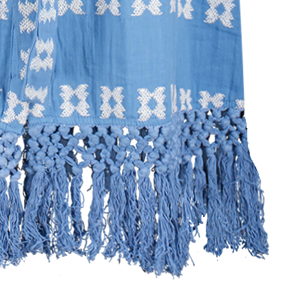 Estelle Womens Fringed Shirtdress Sky White Embroidery