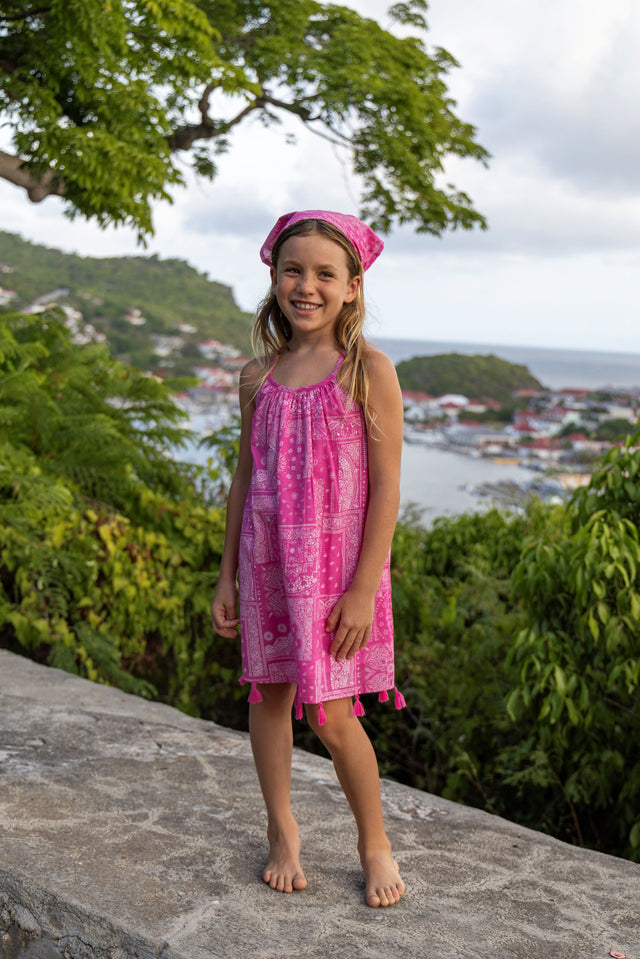 Mini Chantal Girls' Dress Patchwork Bandana Pink