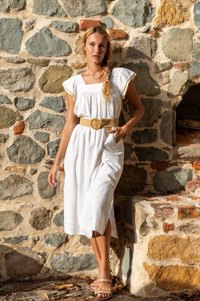 Maxi Sandrine Women's Dress Gold Dobby