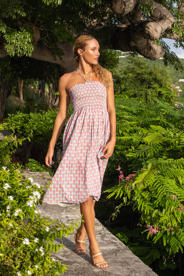 Oceane Women's Smocked Dress Pineapple Crush Pink