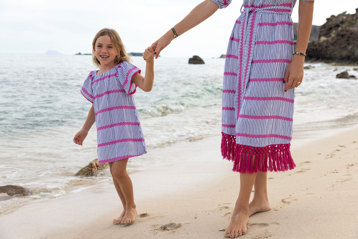 Estelle Women's Fringed Shirtdress Marine Stripe Embroidery