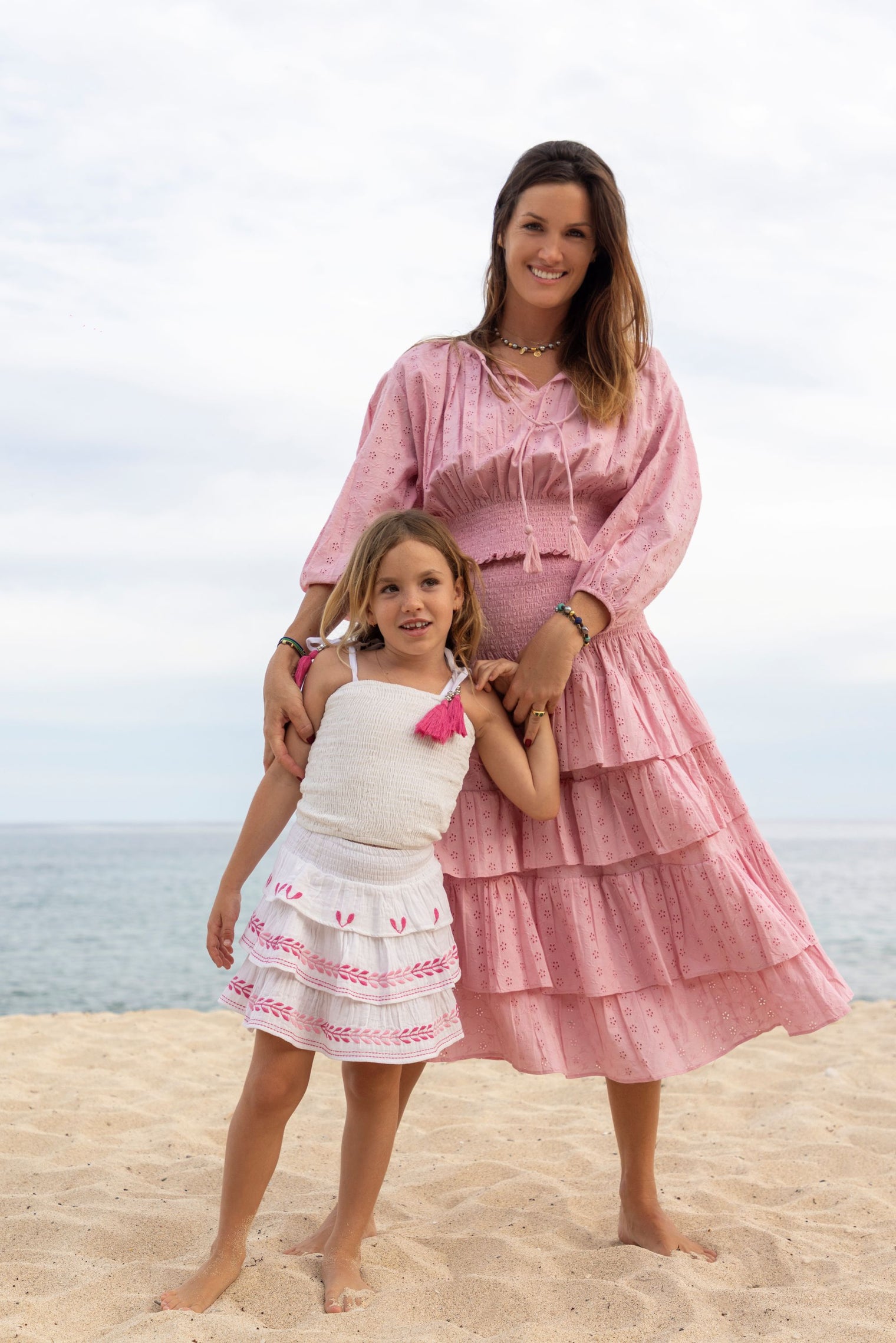 Louisa Girls Top and Skirt Set Petal Embroidery