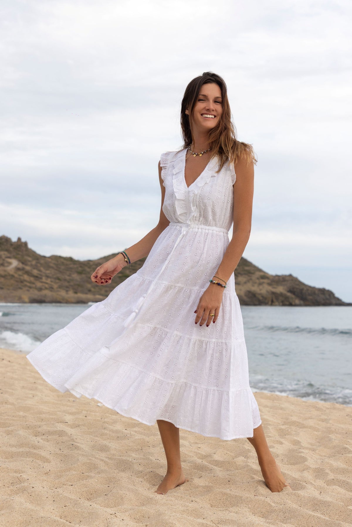 Giselle Women's Maxi Dress White Eyelet