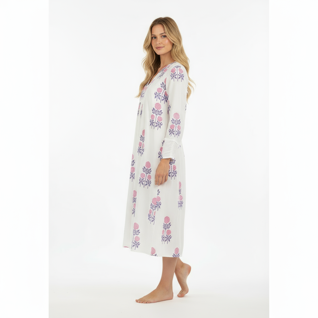 St Barth Women's Kaftan Peony Block Print