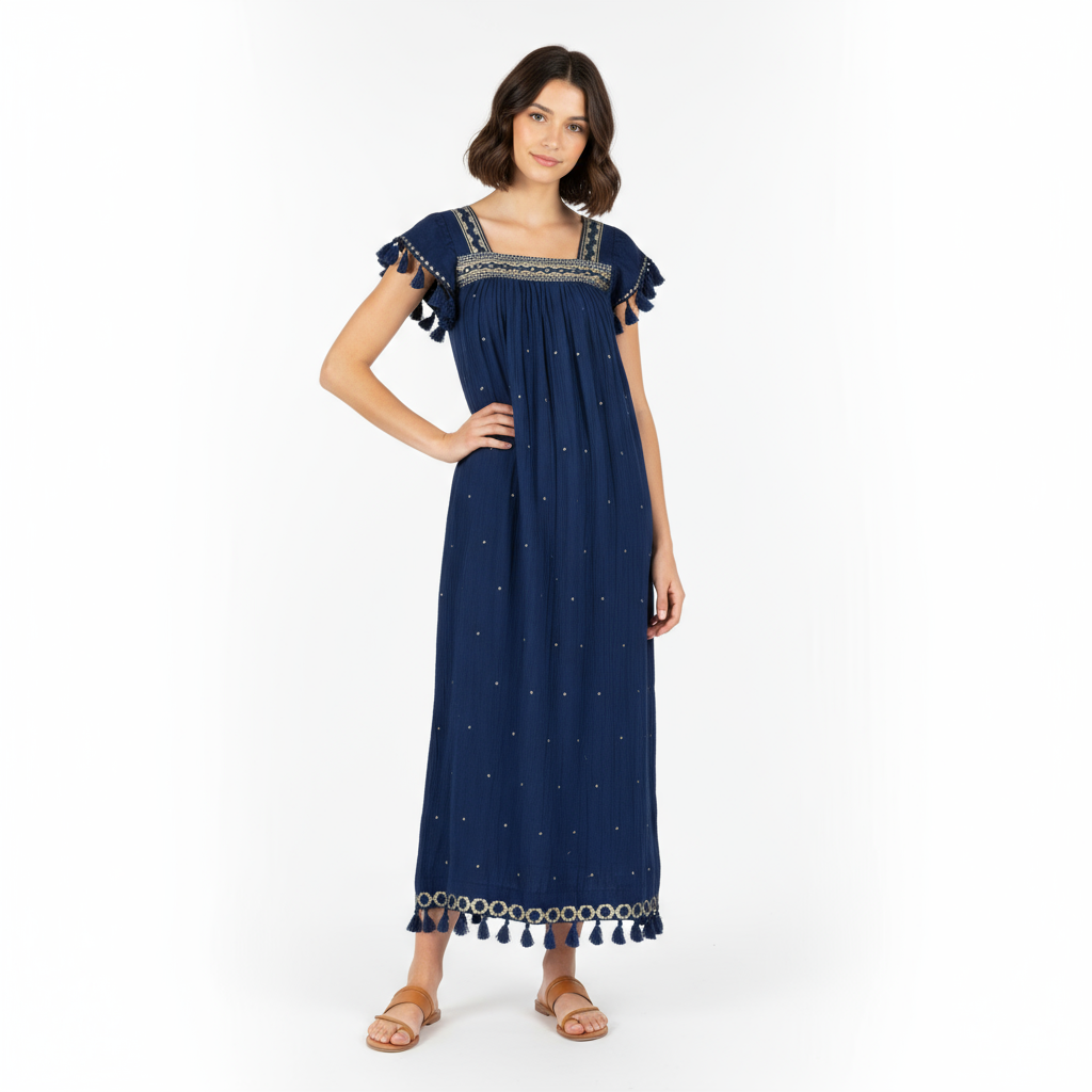 Maxi Sandrine Womens Dress Galaxy Embroidery