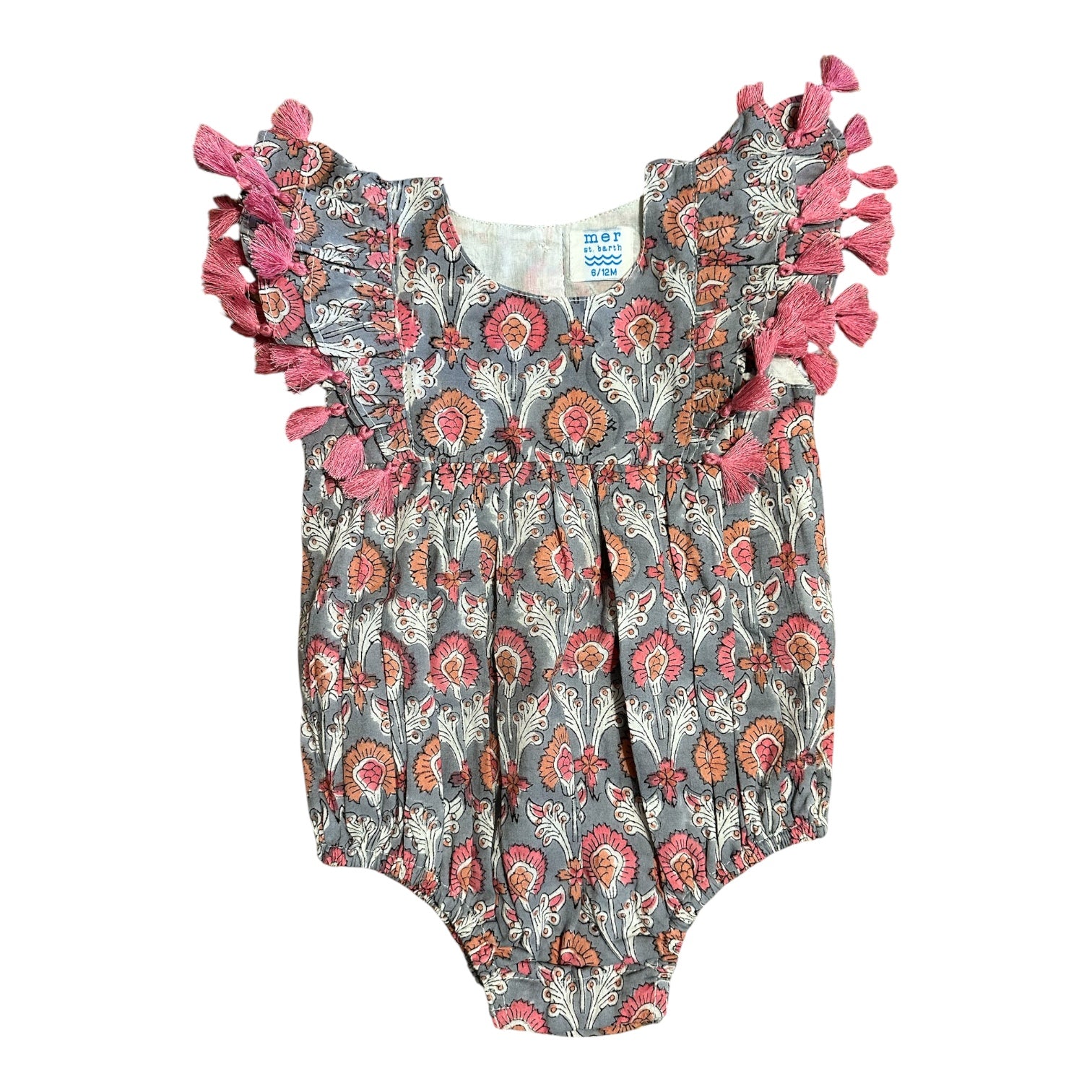Anna Baby Romper Pink Regal Blockprint