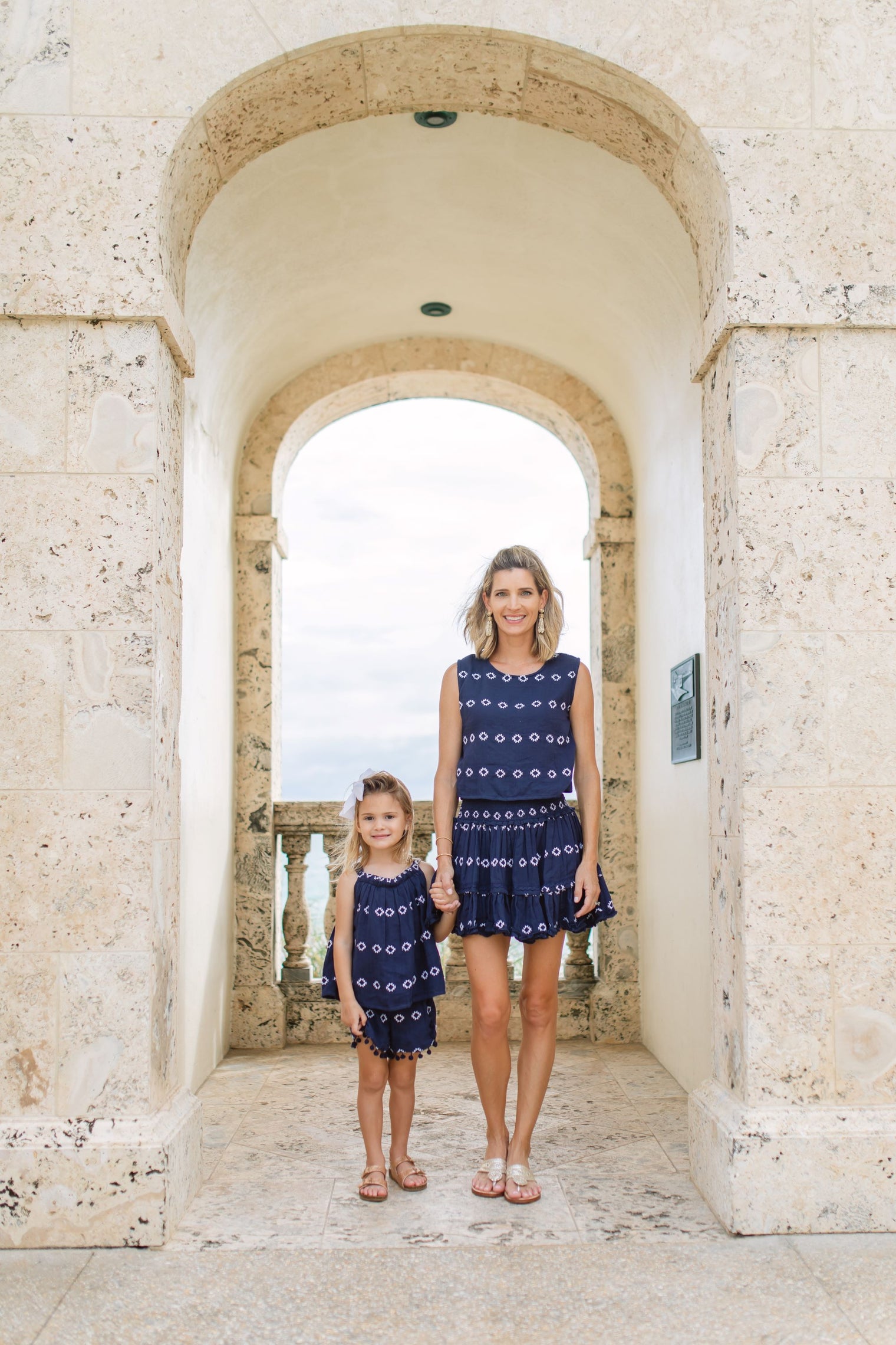 Maribel  Women's Tank and Skirt Set Navy Embroidery
