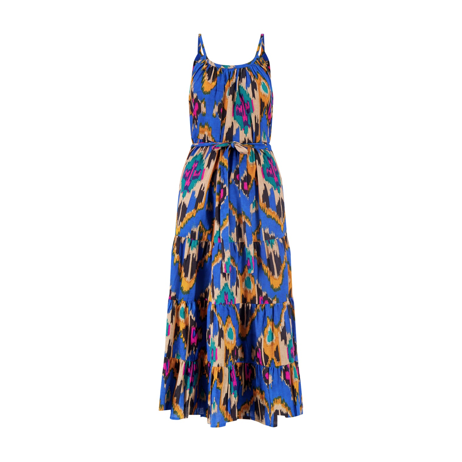 Sabine Womens Maxi Dress Fiesta Blue Ikat