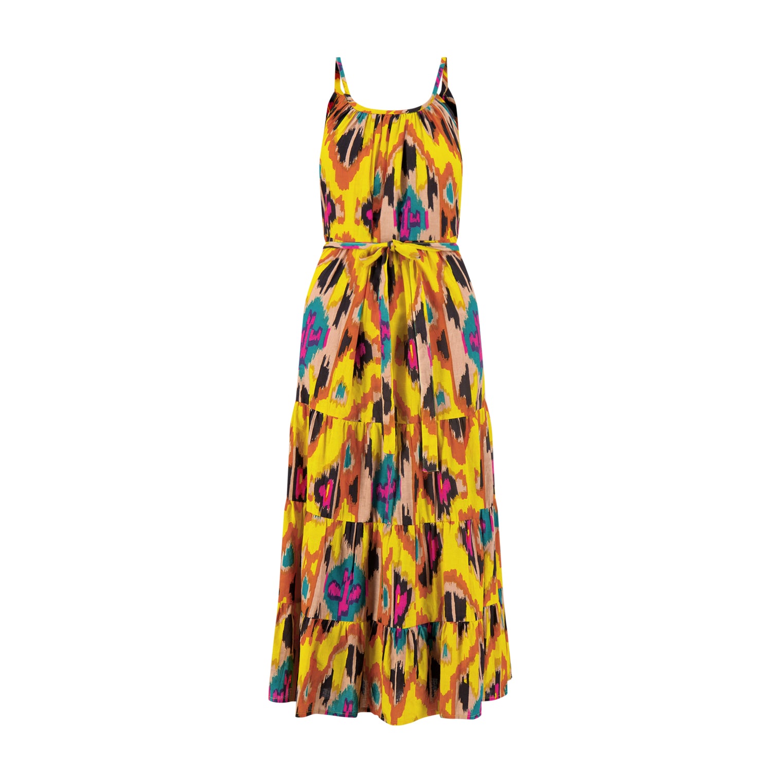 Sabine Womens Maxi Dress Fiesta Gold Ikat
