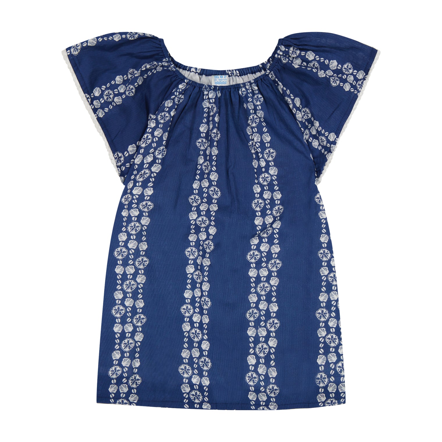 Mini Capucine Girls Caftan Navy Seashells