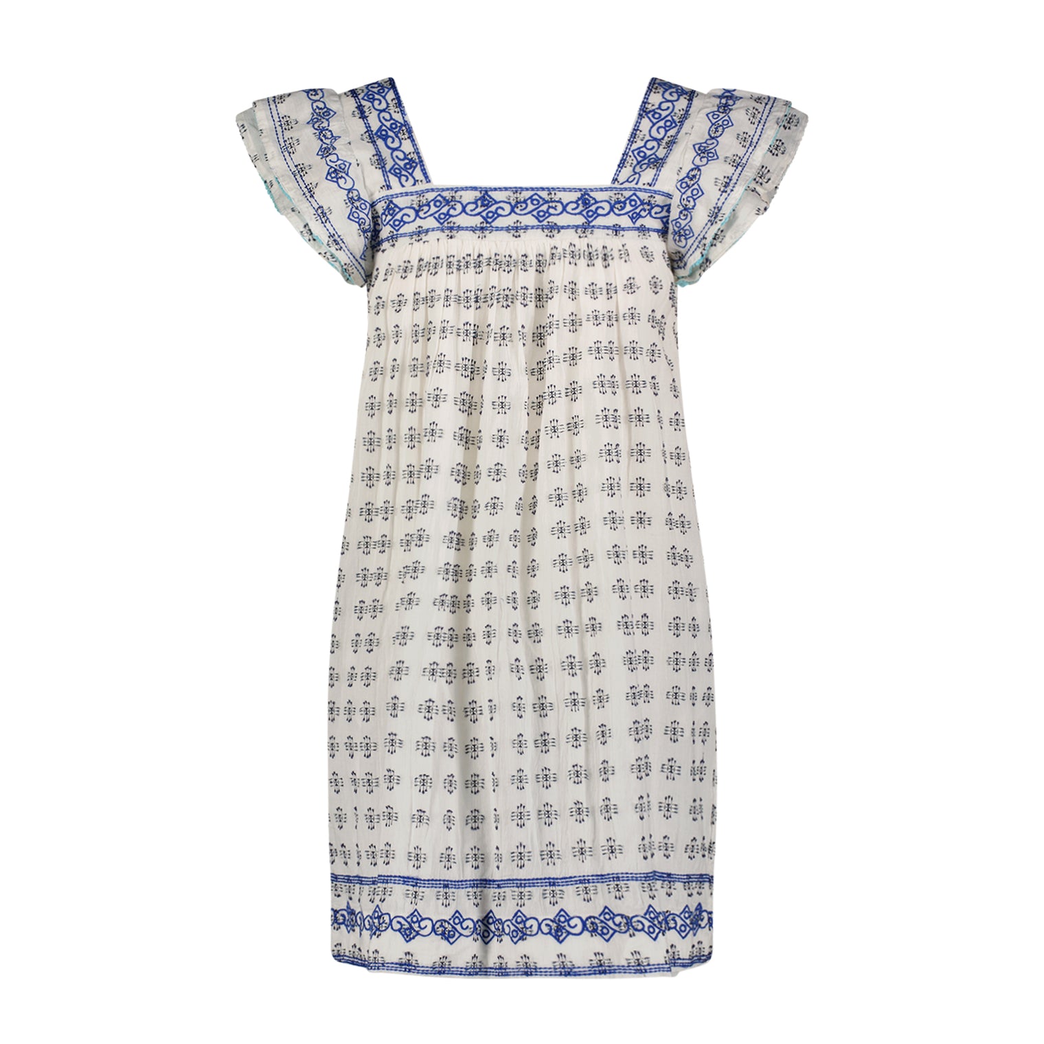 Mini Sandrine Womens Dress Navy Dobby Embroidery