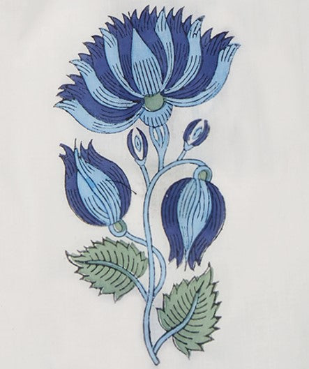 St Barth Women's Kaftan Blue Lotus Block Print