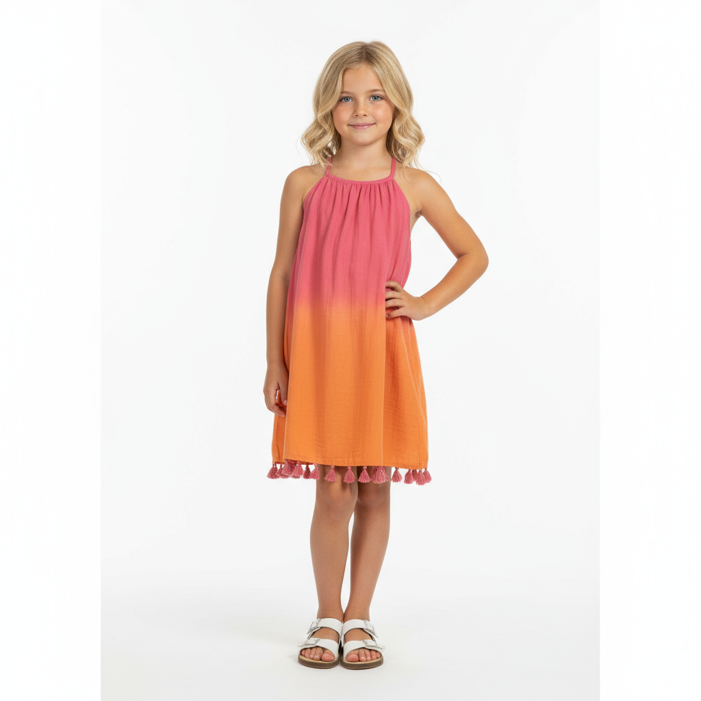 Mini Chantal Girls Dress Flamingo Ombre