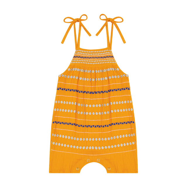 Mer St Barth Marley Baby Romper Marigold Embroidery