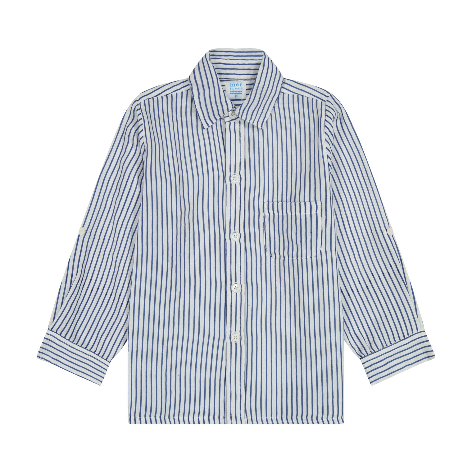 Remi Boy's Button Front Shirt Marine Stripe