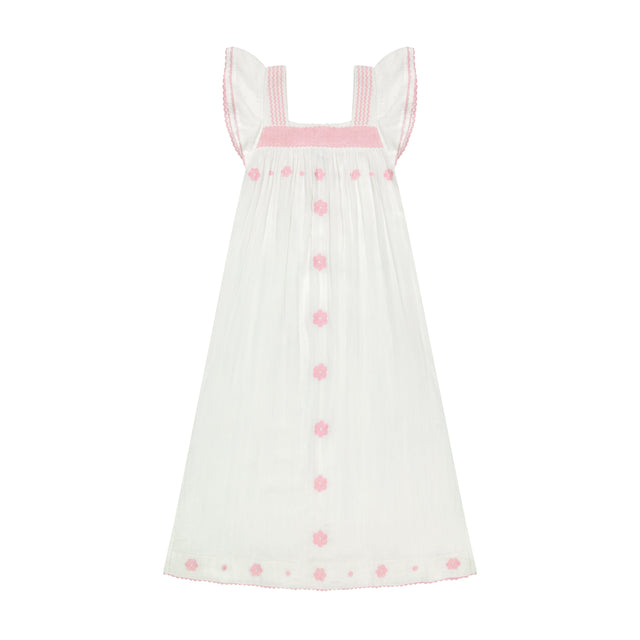 Maxi Sandrine Women's Dress White Pink Frangipani