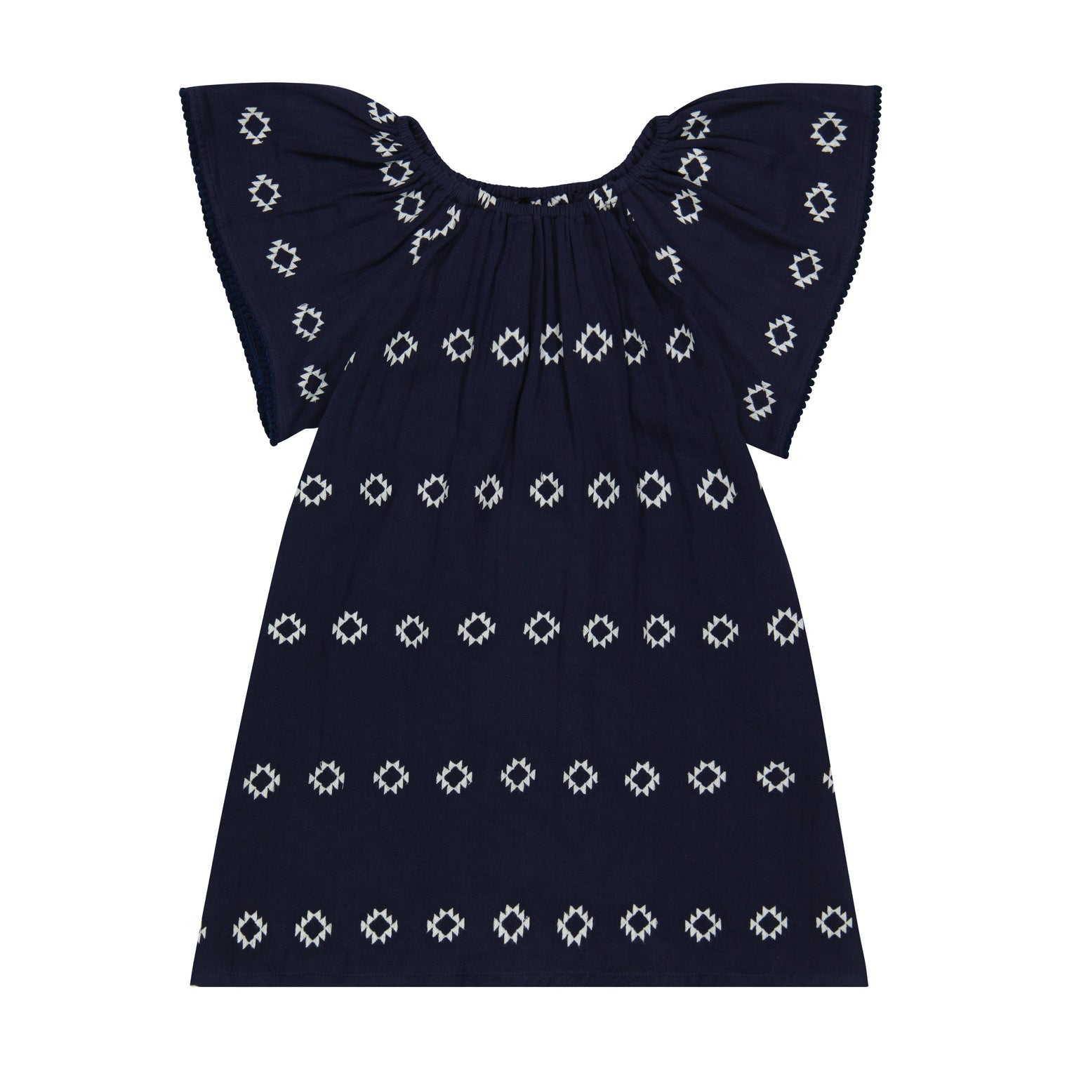 Mini Capucine Girl's Caftan Navy Embroidery