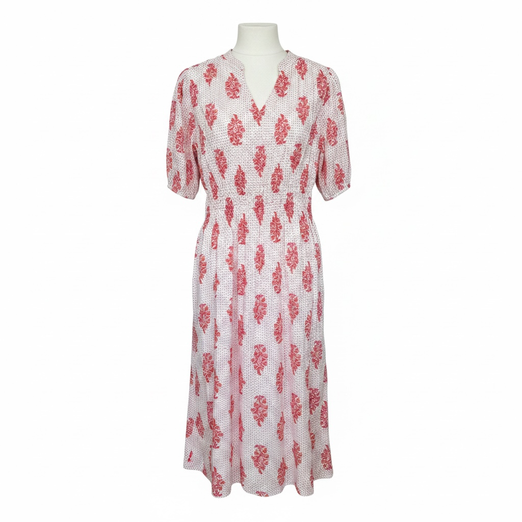 Vivienne Women's Smocked Waist Dress Floral Blockprint