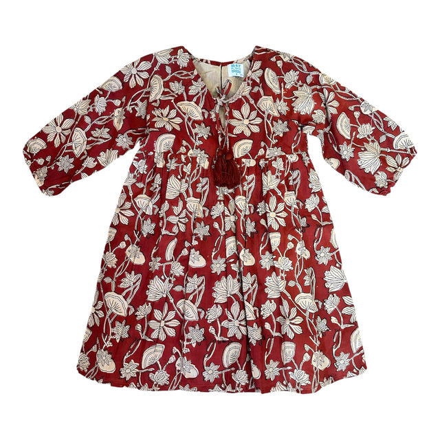 Mer St Barth Sara Girls' Popover Dress Floral Blockprint