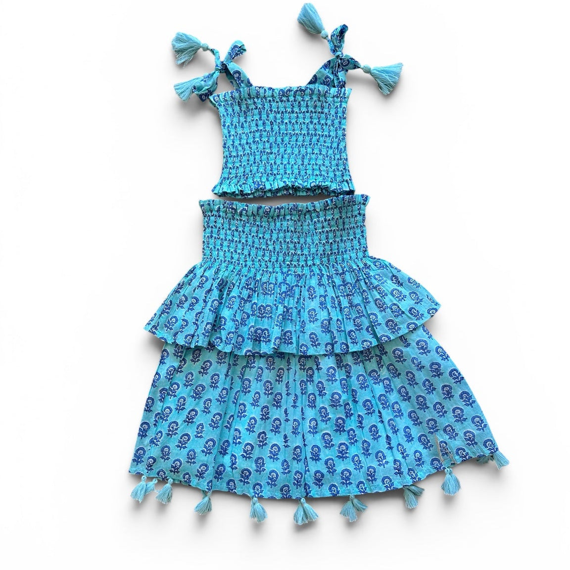 Noelle Girls Top and Skirt Set Aqua Bloom