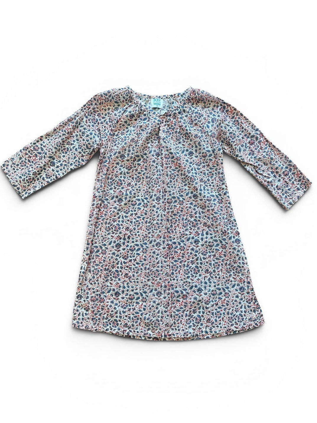 St Barth Girls Kaftan Mini Red Navy Blockprint