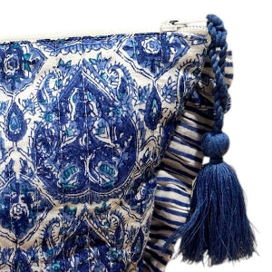 La Plage Ruffle Pouch Blue Paisley