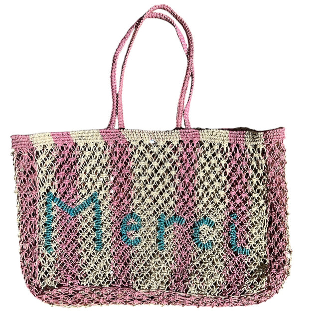 Mer St Barth St Jean Jute Beach Tote "Merci"
