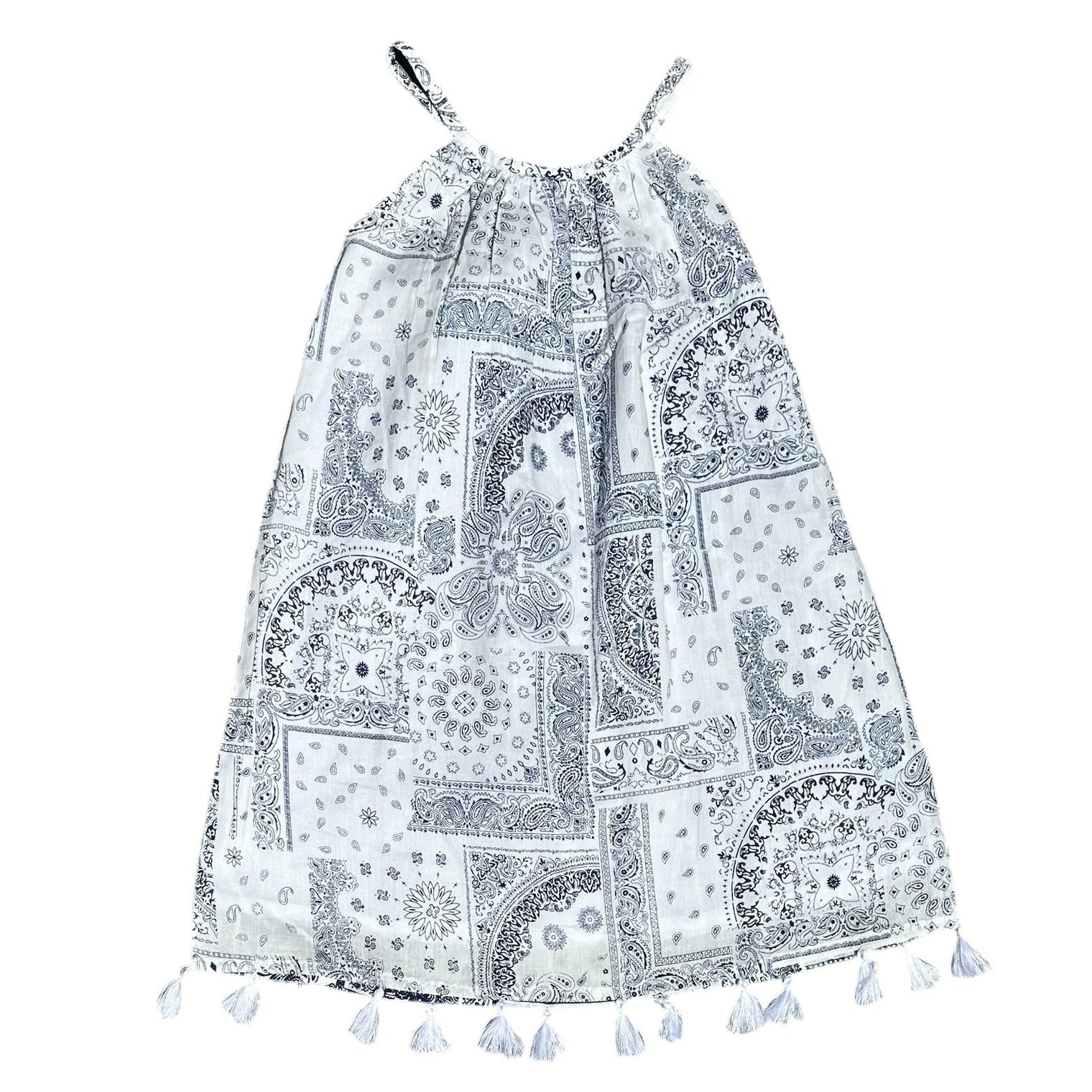 Mer St Barth Mini Chantal Girls' Dress Patchwork Bandana White