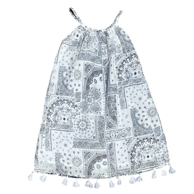 Mer St Barth Mini Chantal Girls' Dress Patchwork Bandana White