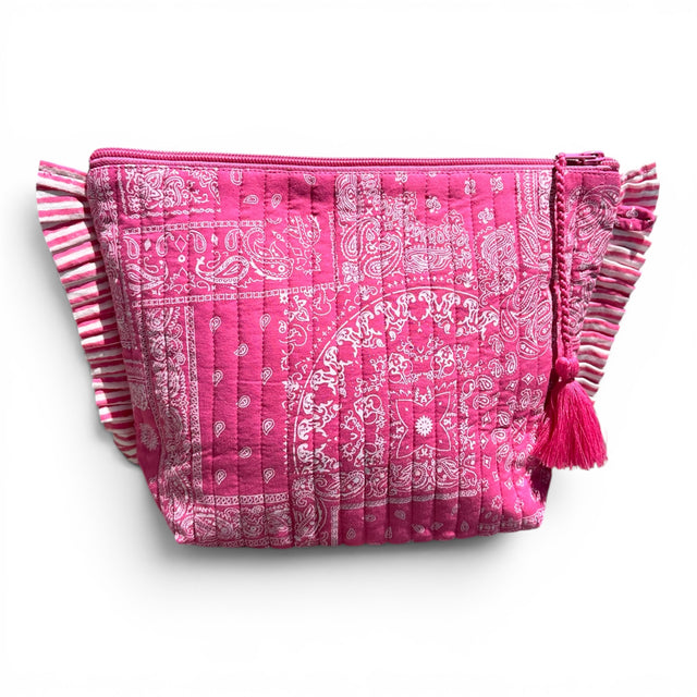 Mer St Barth La Plage Ruffle Pouch Patchwork Bandana Pink