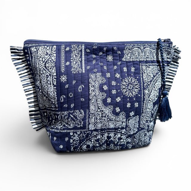 Mer St Barth La Plage Ruffle Pouch Patchwork Bandana Navy