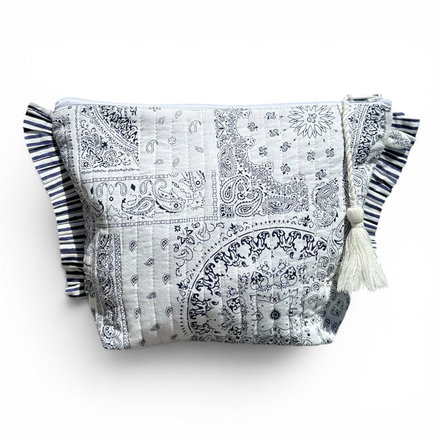 Mer St Barth La Plage Ruffle Pouch Patchwork Bandana White