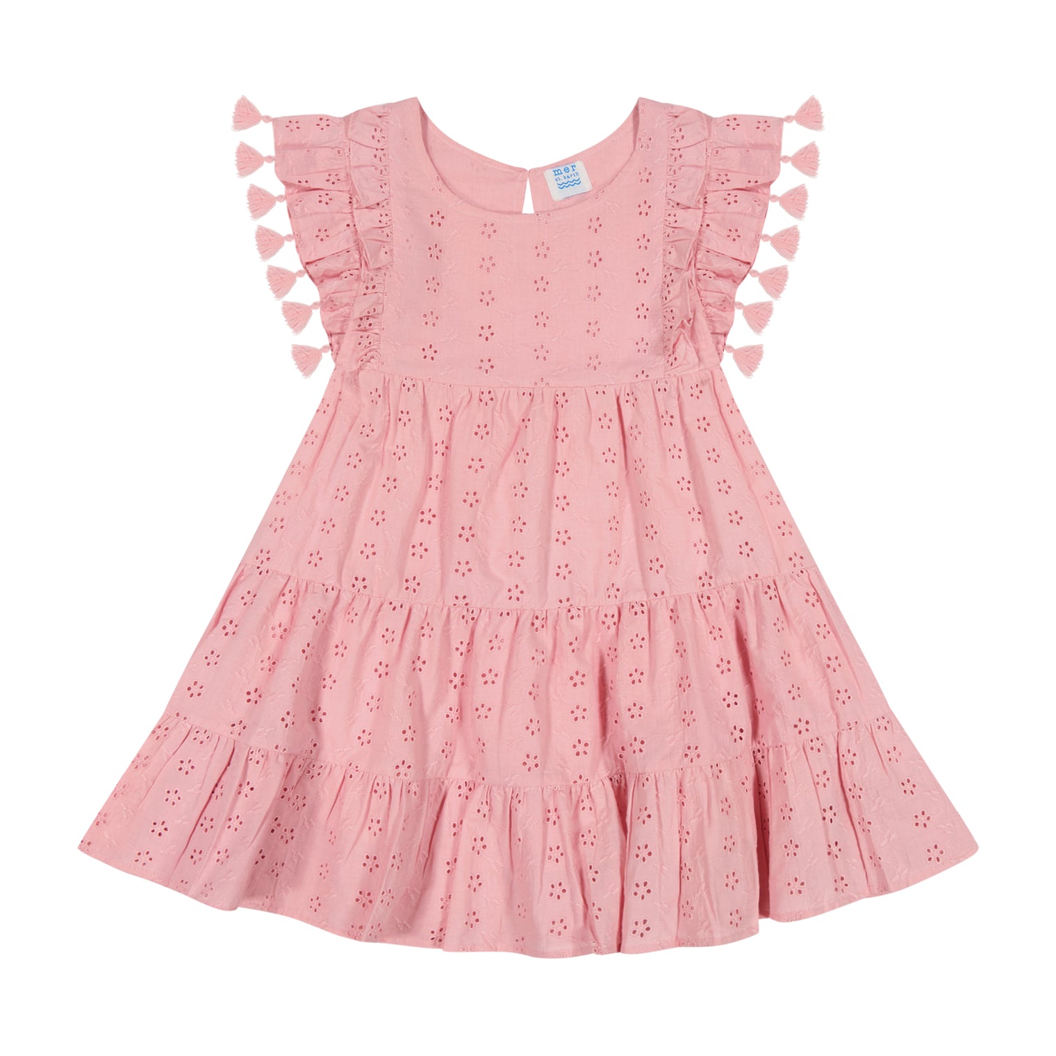 Sophie Girls Tassel Dress Blush Pink Eyelet