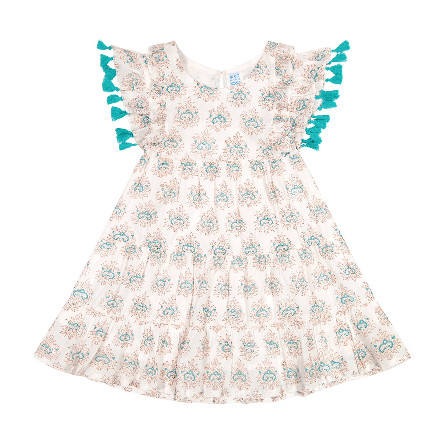 Sophie Girls Tassel Dress Aqua Rhapsody