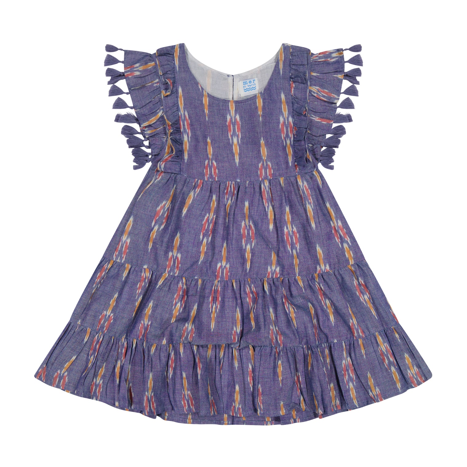 Sophie Girls Tassel Dress Chambray Ikat