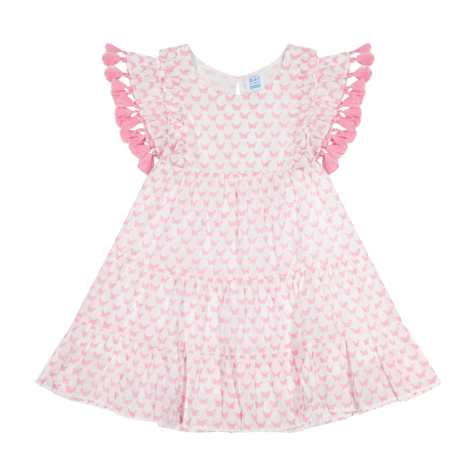 Sophie Girls Tassel Dress Pink Butterfly
